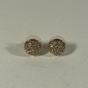 Earrings Studs Gold with Clear Gemstones